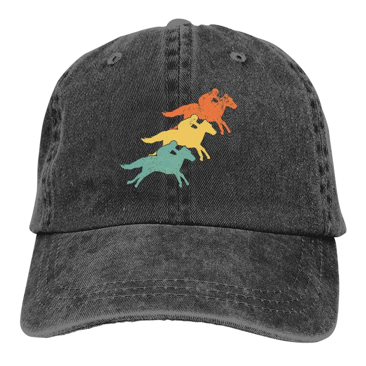 Washed Men's Baseball Cap Equestrian Horse Racer Trucker Snapback Caps Dad Hat Horse Racing Sports Golf Hats