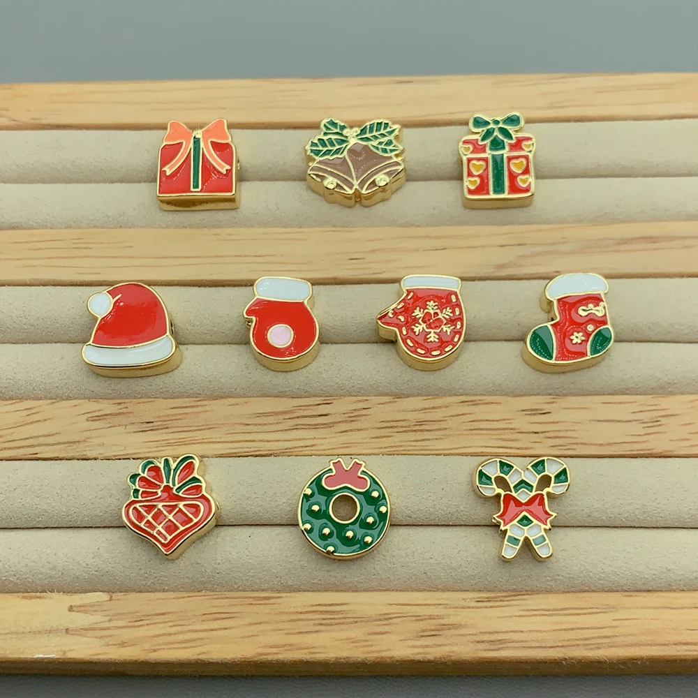 

Fashion Metal Enamel Christmas Beads For Jewelry Making Necklace Bracelets Accessories