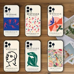 Henri Matisse Flowers Art Phone Case for iPhone 12 11 13 14 15 16 Max Pro Plus Black Soft Silicone Cover