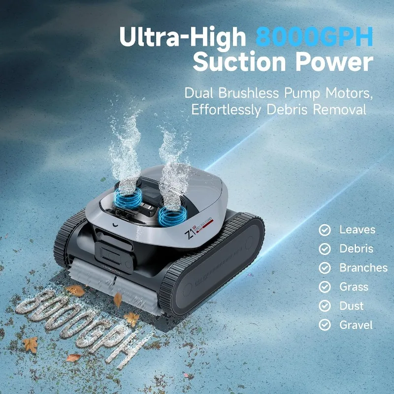 DREAME Cordless Robotic Pool Cleaner, LiFi & APP Control, 8000 GPH Suction, Wall & Waterline Cleaning, UP to 180+ min
