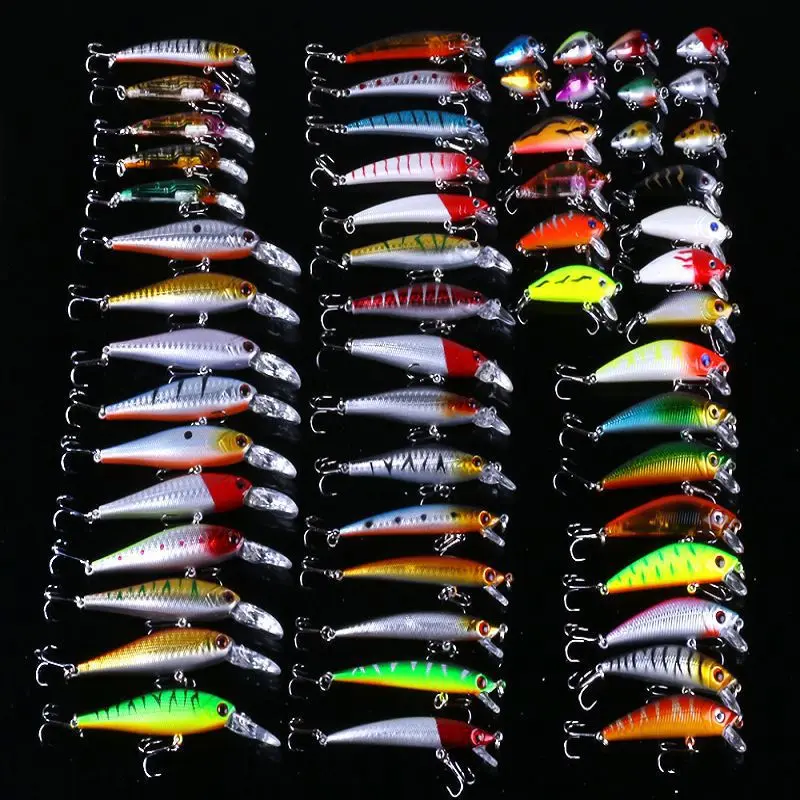 

Get the Perfect Catch with 56 Piece Artificial Bait Fishing Lure Wholesale Set - Micro Minnow Vib, Rocker, Fat Milo