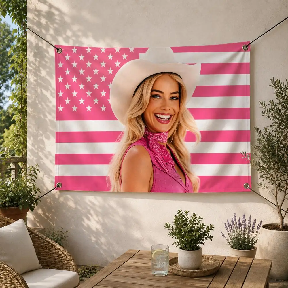 Actress M-Margot Robbie Flags Decorative Flag Banner for Outdoor Garden Yard Camping Party Home Wall Hanging Decor
