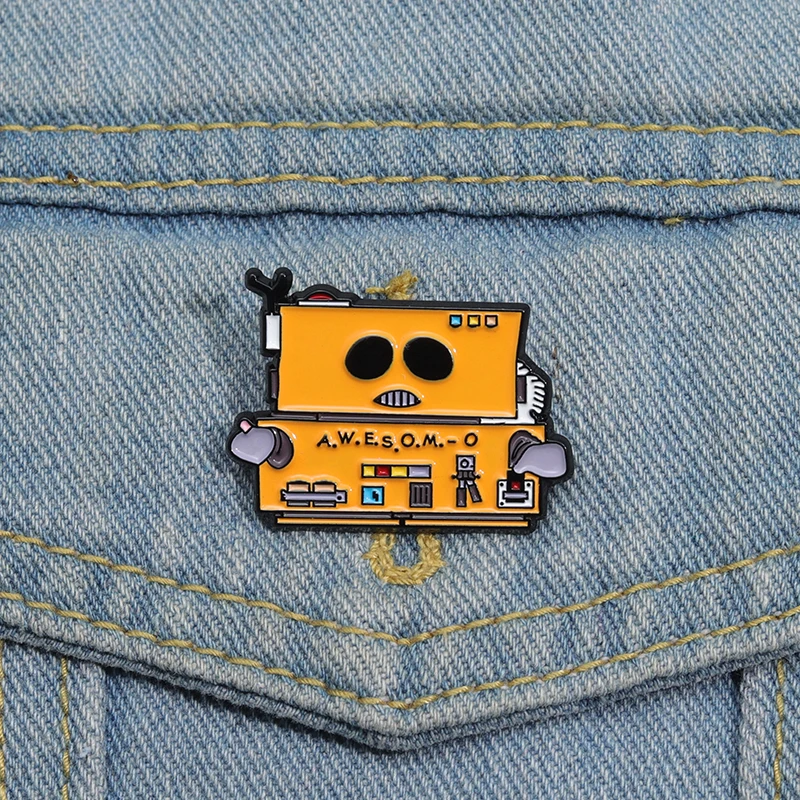 Creative Funny Park Robots Lapel Pin American Comics Series Badge Enamel Pins For Hats Adventure Jewelry Accessories Gifts