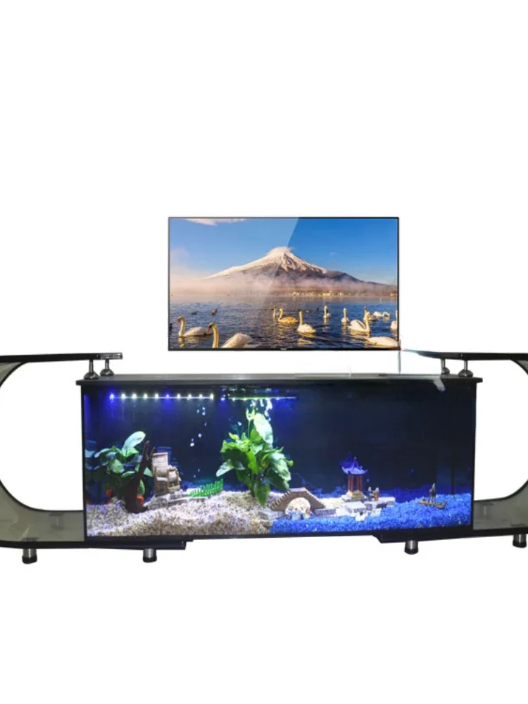 TV Cabinet Fish Tank Background Ecological Fish Tank Wall Super White Large Integrated Glass Fish Globe