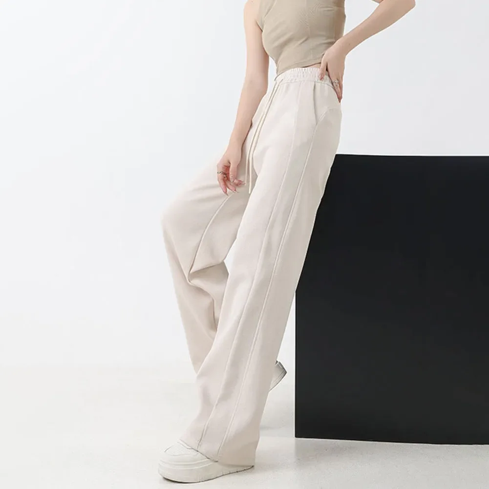 Casual Straight Leg High Waist Sweatpants Casual Daily Wear Microelasticity Fabric Solid Color Pattern All Season Suitable