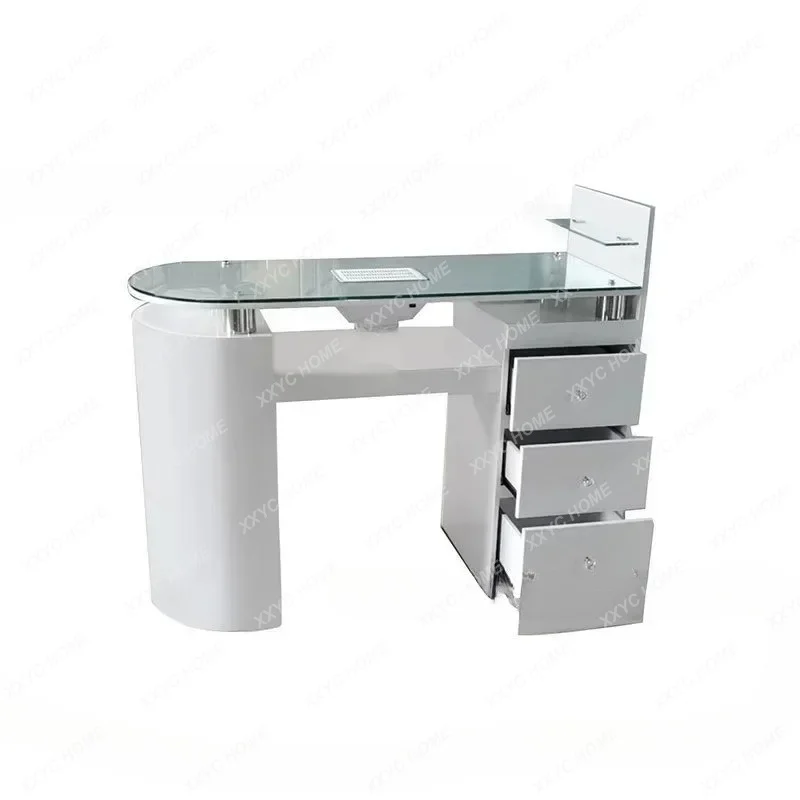 XX Japanese manicure table, vacuum cleaner, single manicure table, white paint manicure table, glass countertop