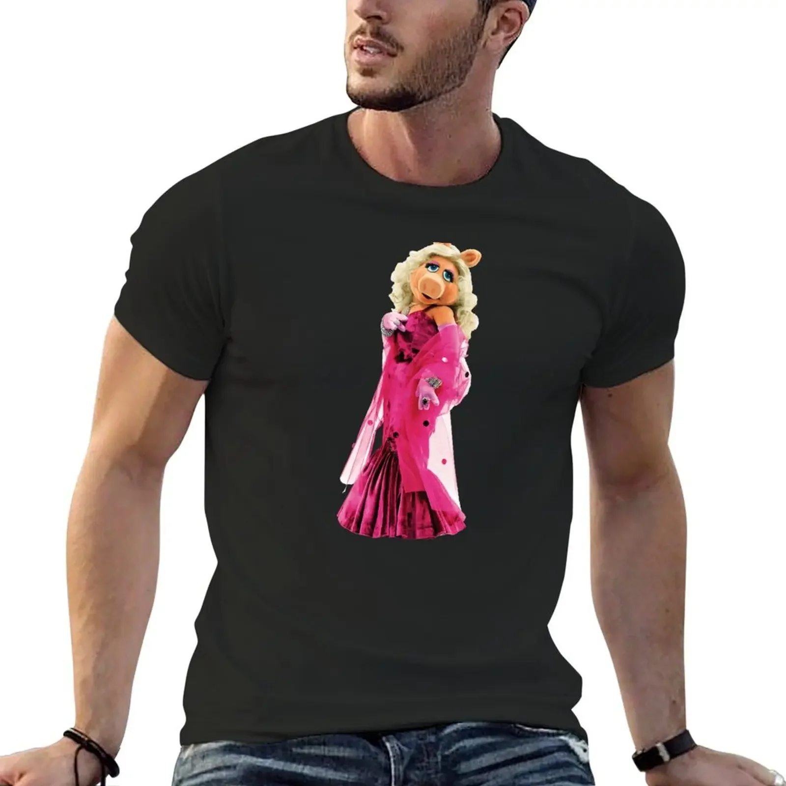 

Ladies-Miss-Piggy- T-shirt korean fashion Blouse blacks t shirts for men cotton