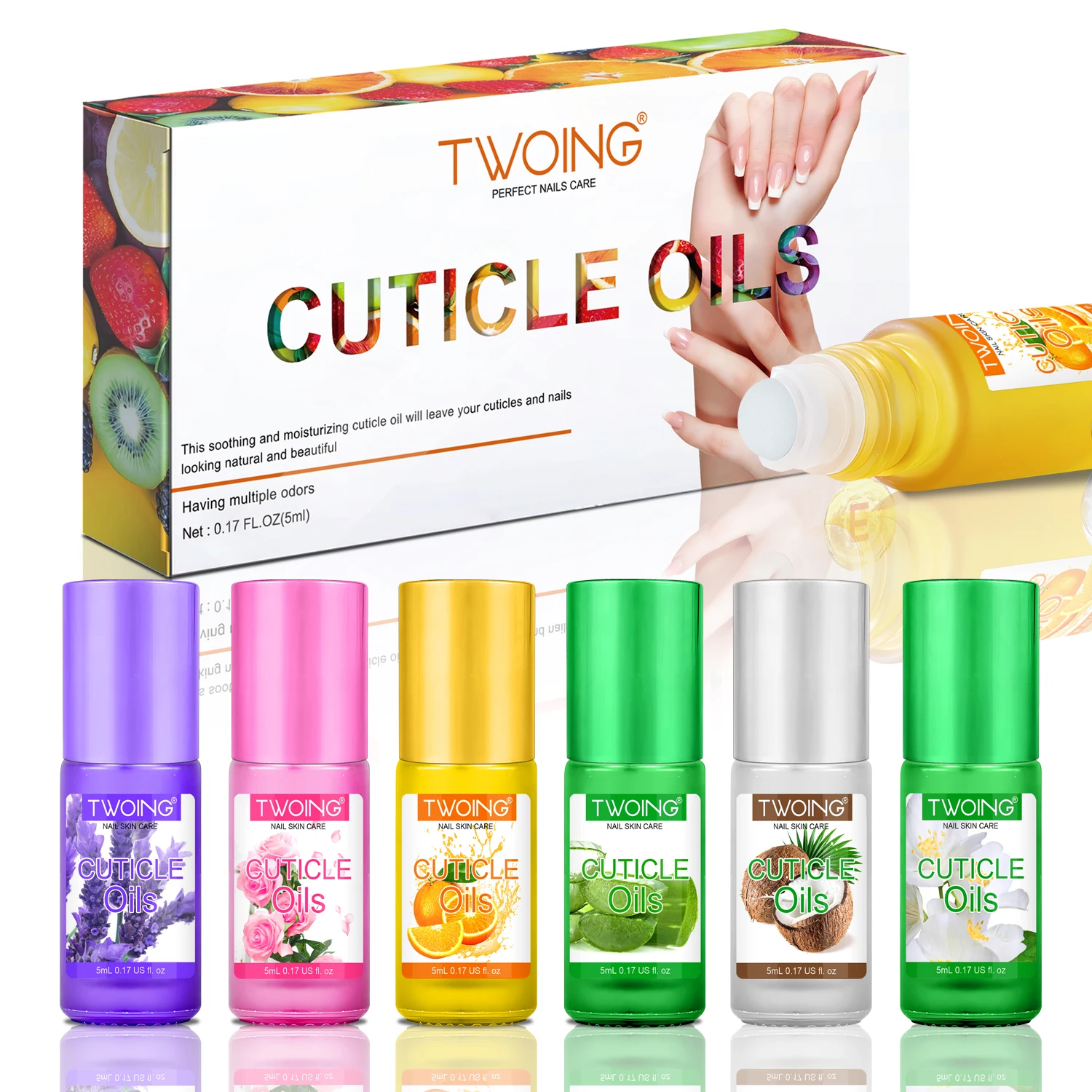 Nail Cuticle Oil Nutrient oil with Jojoba Oil, Grape Seed Oil, Squalane,Vitamin E，Daily Strengthener Nourished Cuticles 6pcs Set