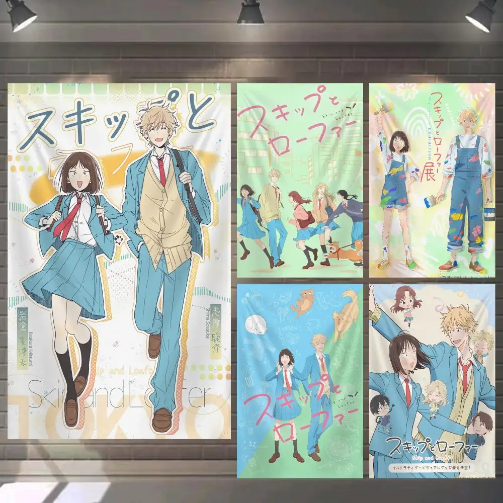 S-Skip And L-Loafer Anime Tapestry Microfiber Background Art Decor For Bedroom Living Room Bar Garden Outdoor Festival Wall Deco