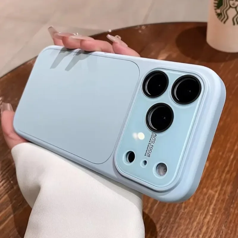 Luxury Matte Solid Color Liquid Silicone Case For iPhone 18 17 16 15 Pro Max 13 14 Camera Film Protector Large Window Slim Cover