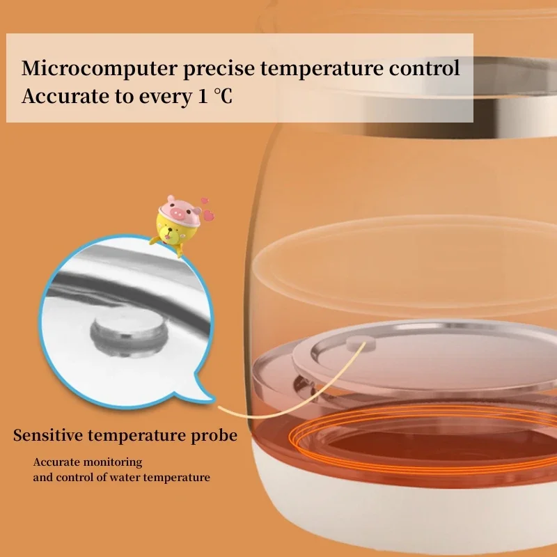 Bear Chaleira termostática Chaleira de água quente para o bebê leite em pó Chaleira elétrica de isolamento inteligente Pote de leite quente doméstico Pequeno pote de saúde Exibição de temperatura
