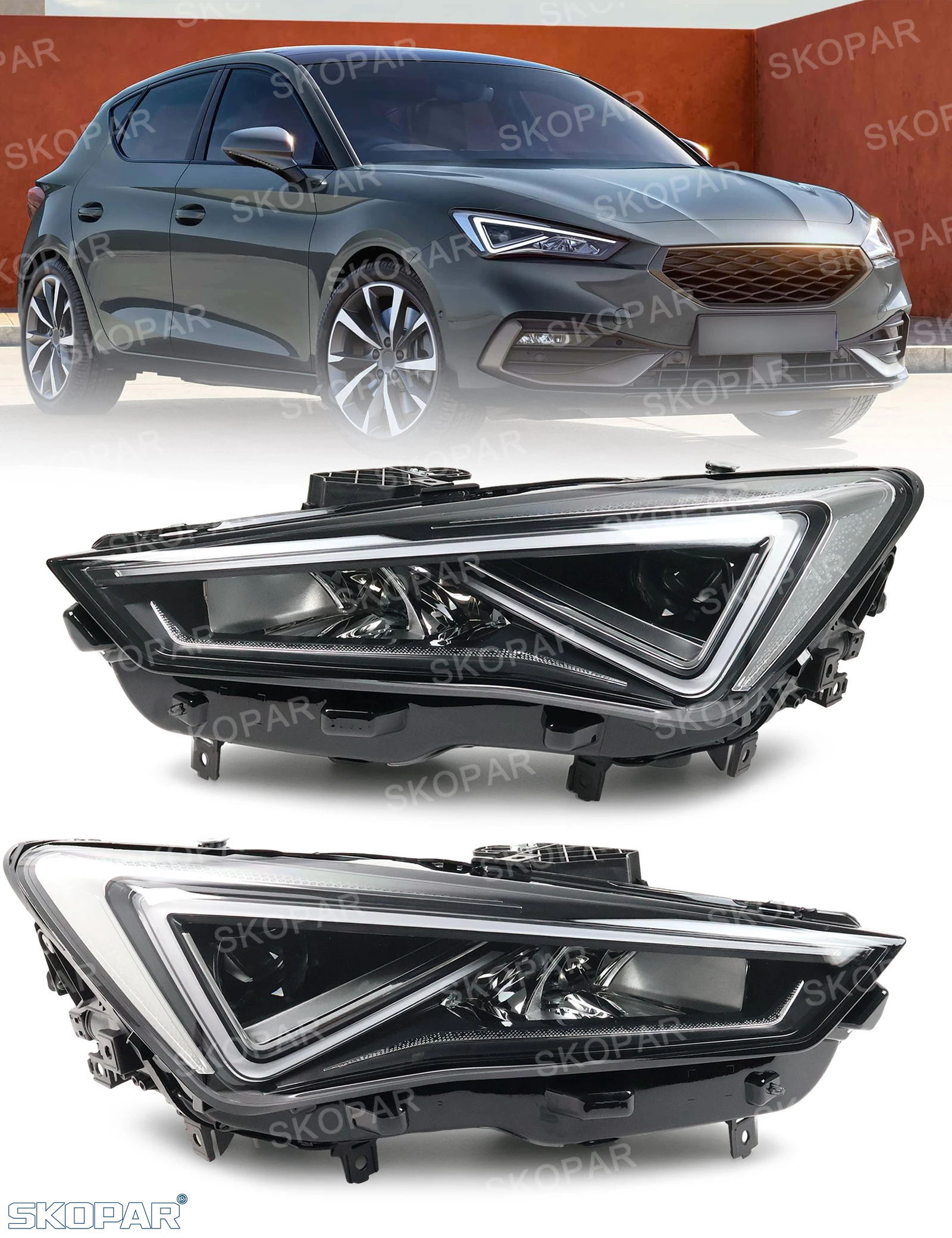 For SEAT Leon 2020 2021 2022 2023 2024 Car LED Headlight Headlamp DRL Turn Signal 5FG941007F/5FB941773 5FG941008F/5FB941774