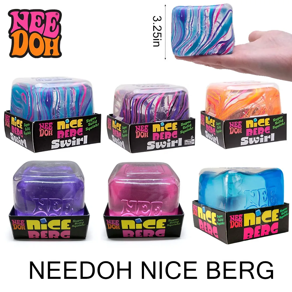 Schylling NeeDoh Nice 8.5cm Berg Sensory Stress Reliever Fidget Tool for Anxiety & Focus Desk Sensory Cube Adult Gifts