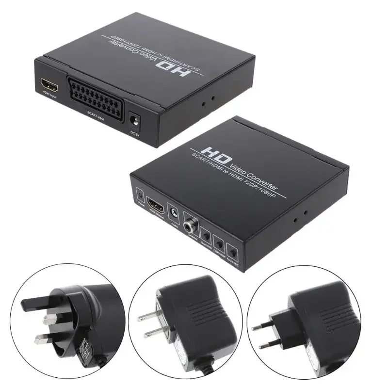 Full HD 1080P HD High Definition Video Converter SCART + HDMI To HDMI-compatible Box 3.5mm Coaxial Audio Adapter For HDTV HD