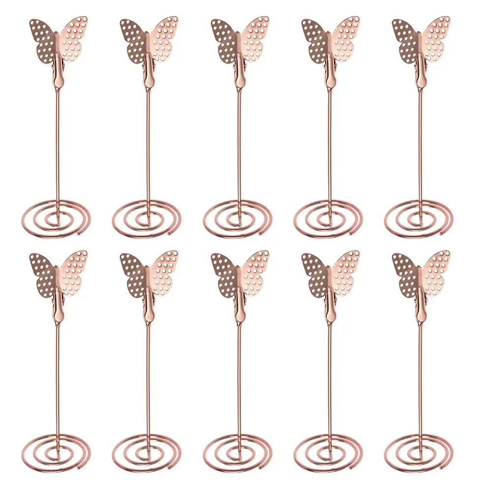 

10 Pcs Business Card Holder Metal Display Table Number Notes Photos Wedding Office Party Home Use Clip Stand