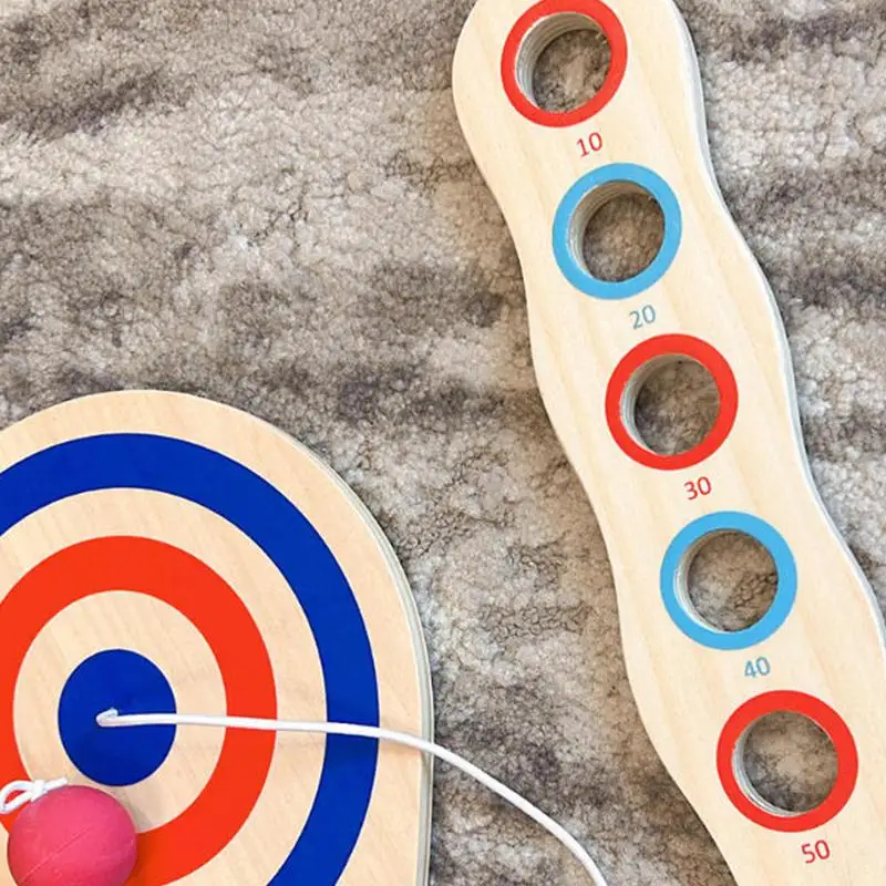 

Wooden Paddle Ball With String And Ball Improve HandEye Coordination Elastic Paddle Sturdy Design for Family Outdoor Gatherings