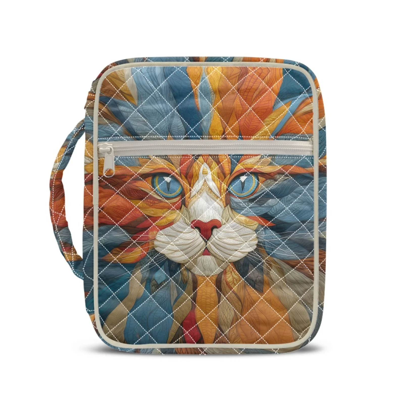 Coloranimal Geometric Cat Print Lightweight Quilted Bible Cover for Women Durable Handle Bible Cover Case 2026 Trending