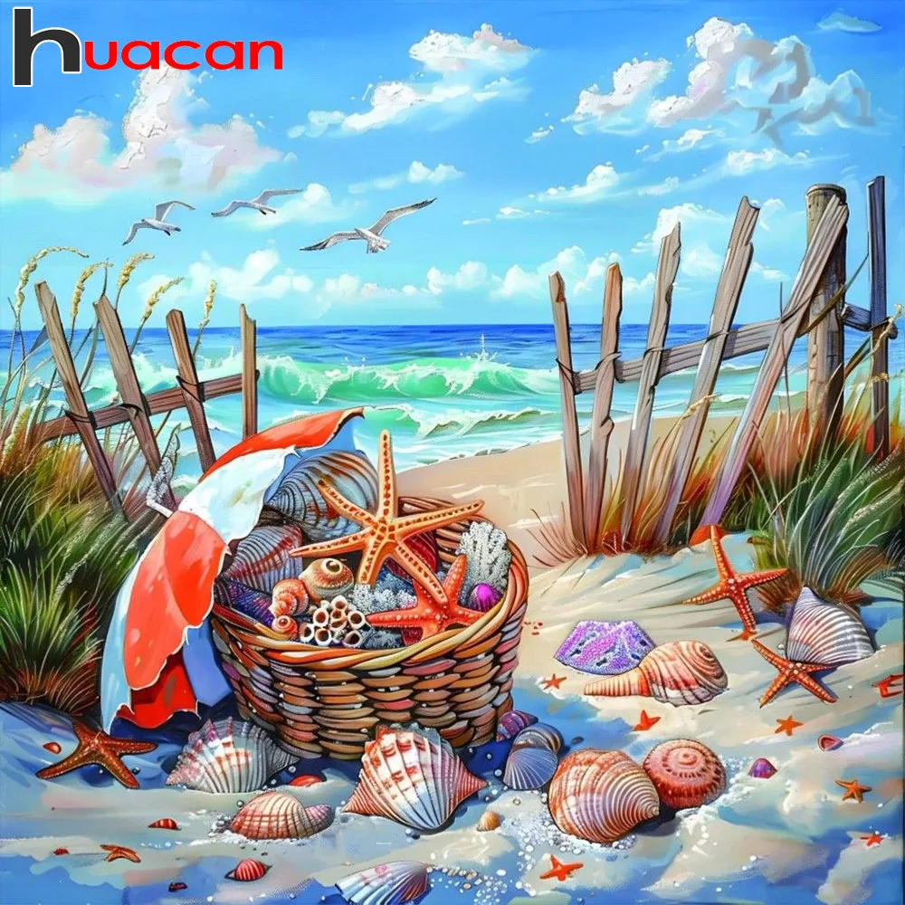 Huacan Vollquadrat/Runde Diamantmalerei Meer Landschaft Thema Stickerei Home Decor Geschenk