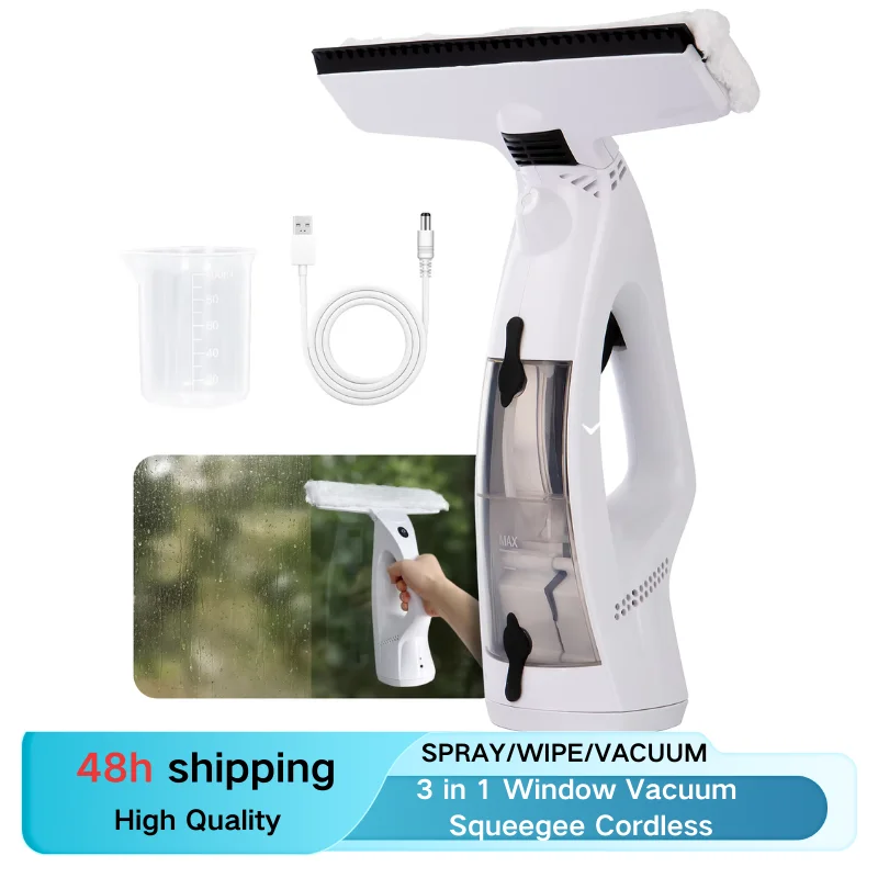 

3 in 1 Window Vacuum Squeegee Cordless, Handheld Window Vac with Measuring Cup and Charging Cable, Electric Cleaning Tool