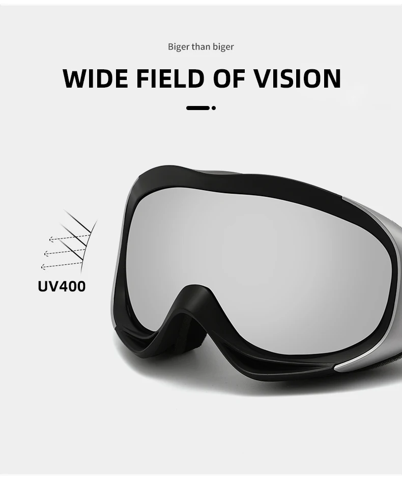 メンズ・レディース兼用 アウトドア 二重層曇り止めスキーゴーグル クロスボーダー球面デザイン PCフレーム シリコンレンズ スノースポーツ