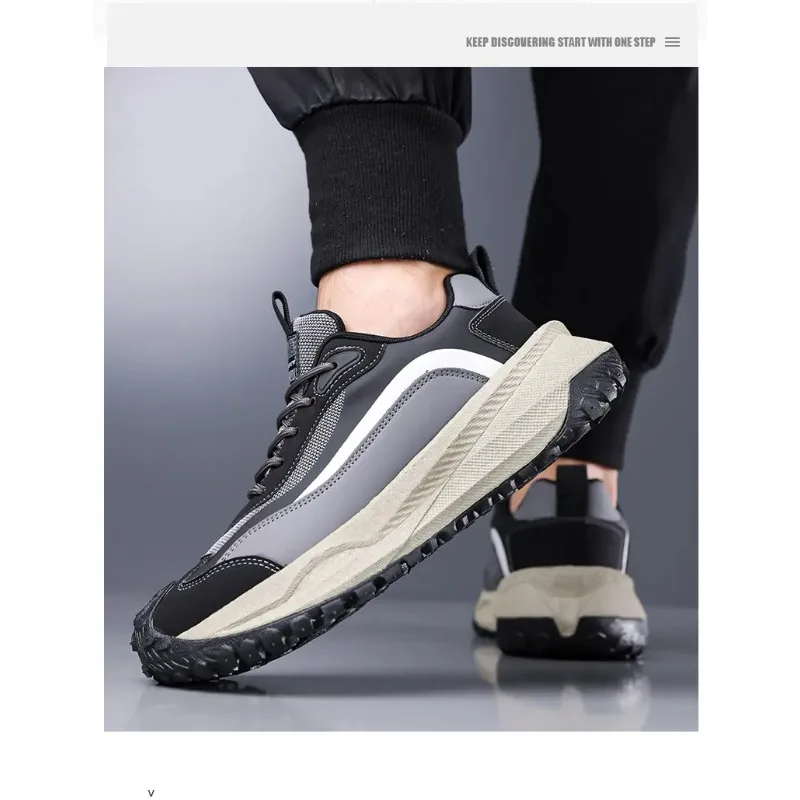 

Autumn Men's Running Thick Soled Tall Running Shoes Anti Slip Wear Resistant Simple and Lightweight Outdoor Hiking Shoes