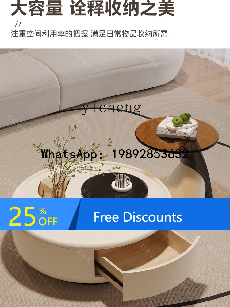 

solid wood rock slab round coffee table living room household coffee table simple small apartment
