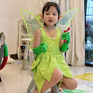 العبث بيل الجنية اللباس للفتاة, خيالي الغابة قزم زي تأثيري للأطفال, ورقة خضراء, فساتين Tinkerbell, ملابس هالوين للأطفال أعلى 8 مبيعات خيالية لطيفة - رقم 5