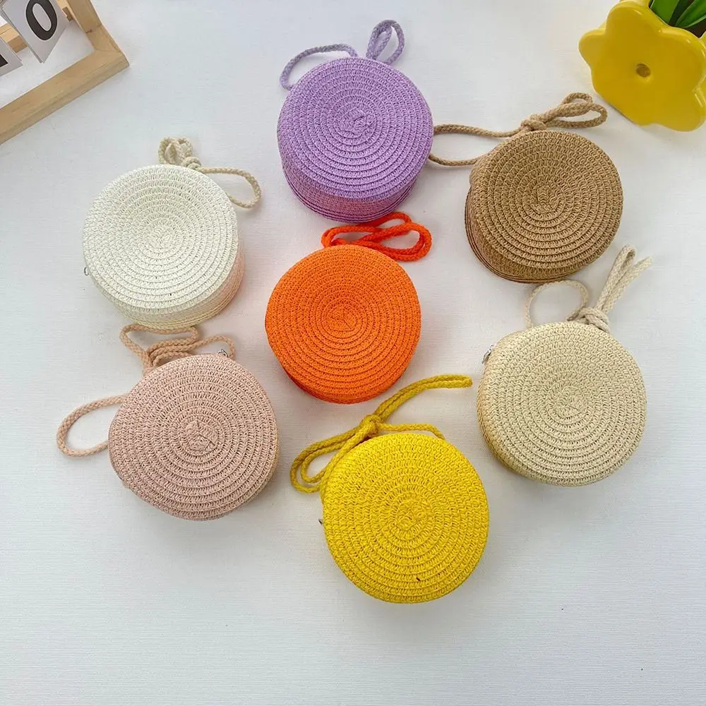 

Coin Purse Straw Straw Bag Shell Shape Handmade Straw Handbag Shoulder Bags Kid Children