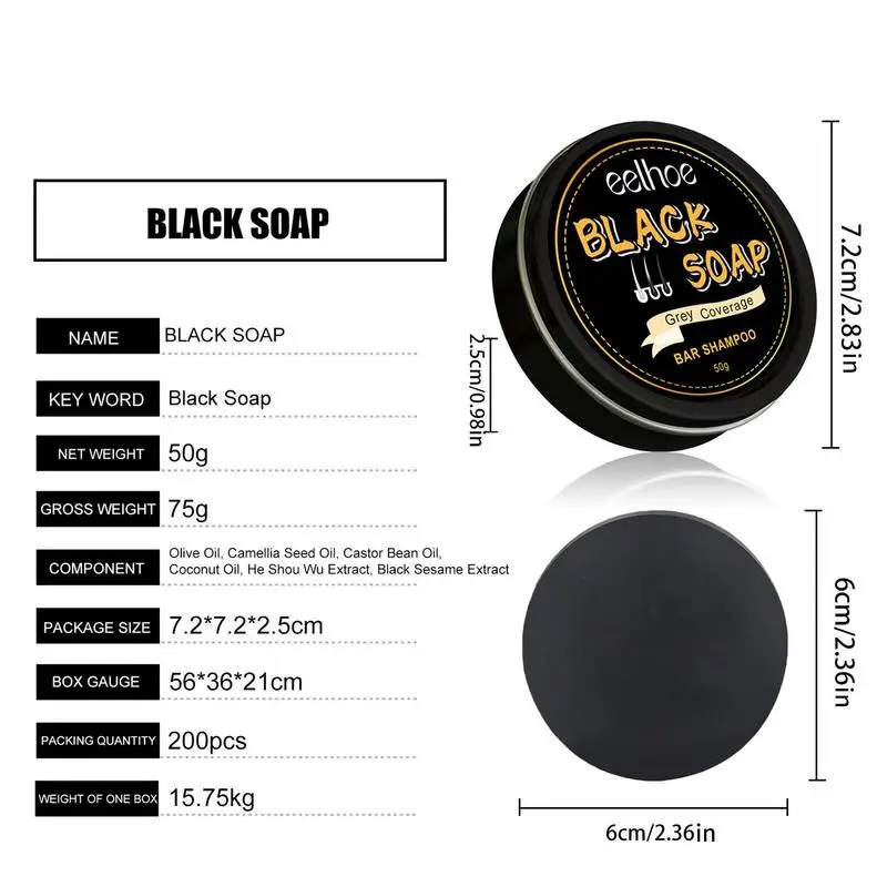 Black Hair Soap Hair Darkening Shampoo Bar For Gray Easy Hair Dye Soap Instant Hair Darkening Shampoo For Men Women Natural Hair