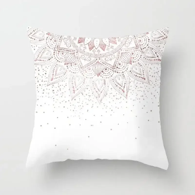 Nordic art pink printed pattern cushion cover for home living room sofa decoration square polyester pillowcase