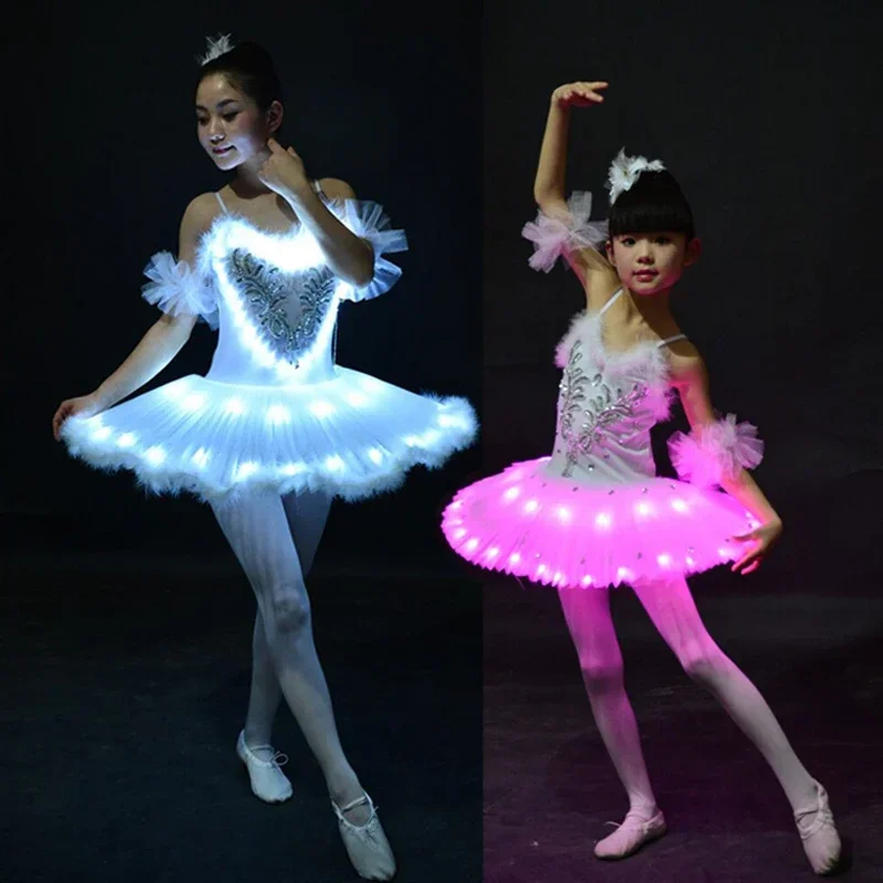 New Professional Tutus LED Swan Lake Adult Ballet Clothes Tutu Skirt Women Ballerina Dress For Party Dance Cos MN10