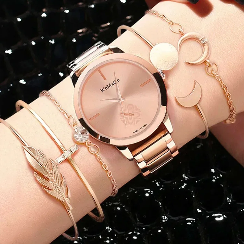 

Women Watch Set Luxury Rose Gold Dress Quartz Watch Bracelet Ladies Quartz Wristwatch Clock Gift Woman Relogio Feminino