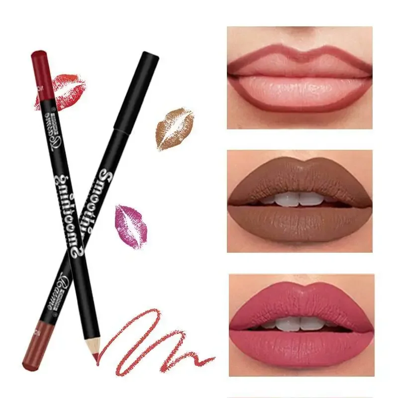 12 Colors Lip Crayon Set  Long-Lasting Lipstick Outline Lip Makeup Lip Pencil Lipstick Pencil Waterproof Sexy Red Matte Contour