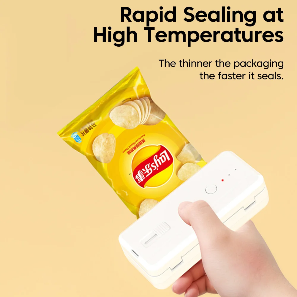 Portable Square Charging Sealing Machine Kitchen Snack Sealing Clip Food Preservation Packaging Machine Type-C Port Cable Charge