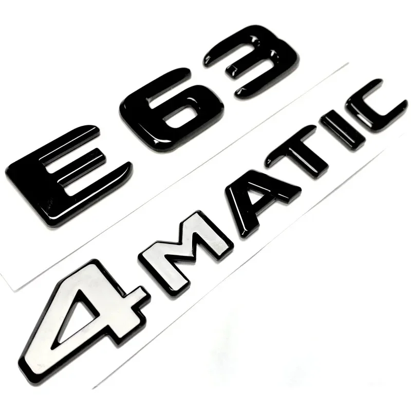 2Pcs E63 E43 +4MATIC for MERCEDES REAR TRUNK EMBLEM BADGE NAMEPLATE Accessoirr