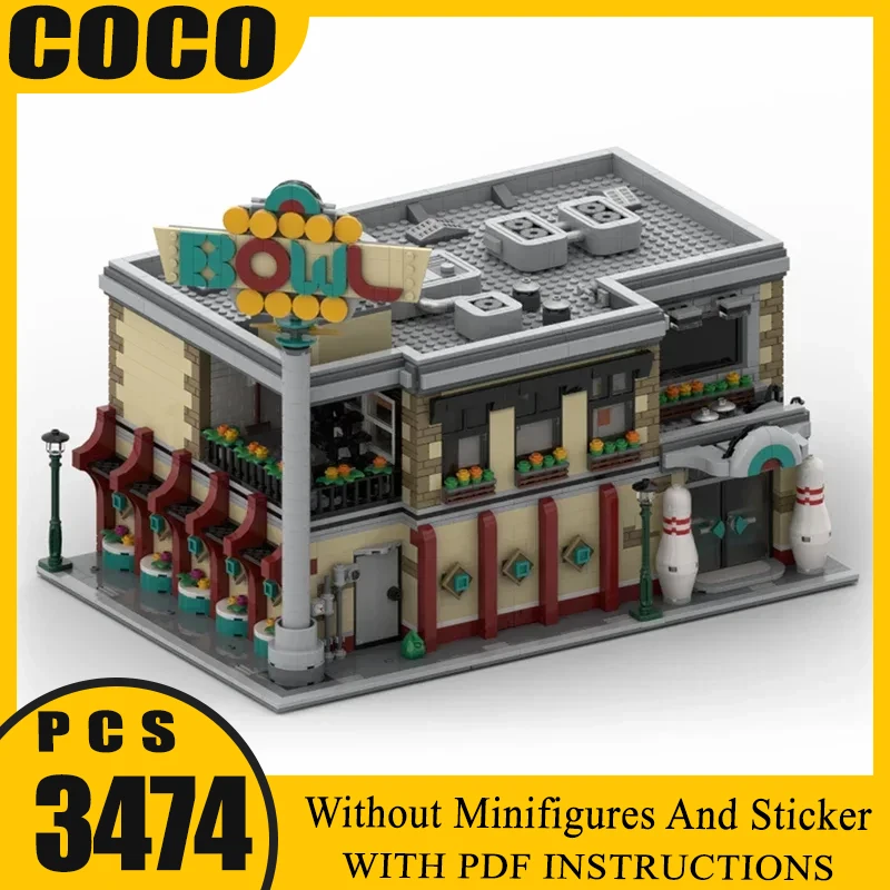 

Moc Building Block Боулинг Suites Модель Технология Кирпич DIY Сборка Модульная городская игрушка с видом на улицу для