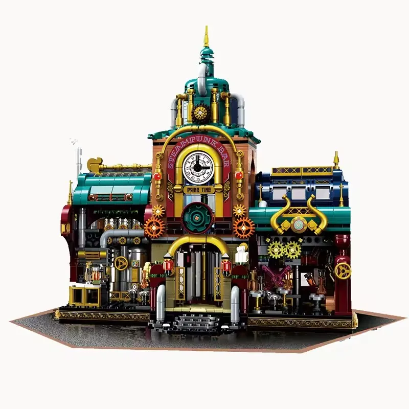 1557 Uds. Juego de Mini bloques de construcción de arquitectura Steam Punk Bar, rompecabezas técnico creativo, juguetes de ladrillos Steampunk para adultos y niños