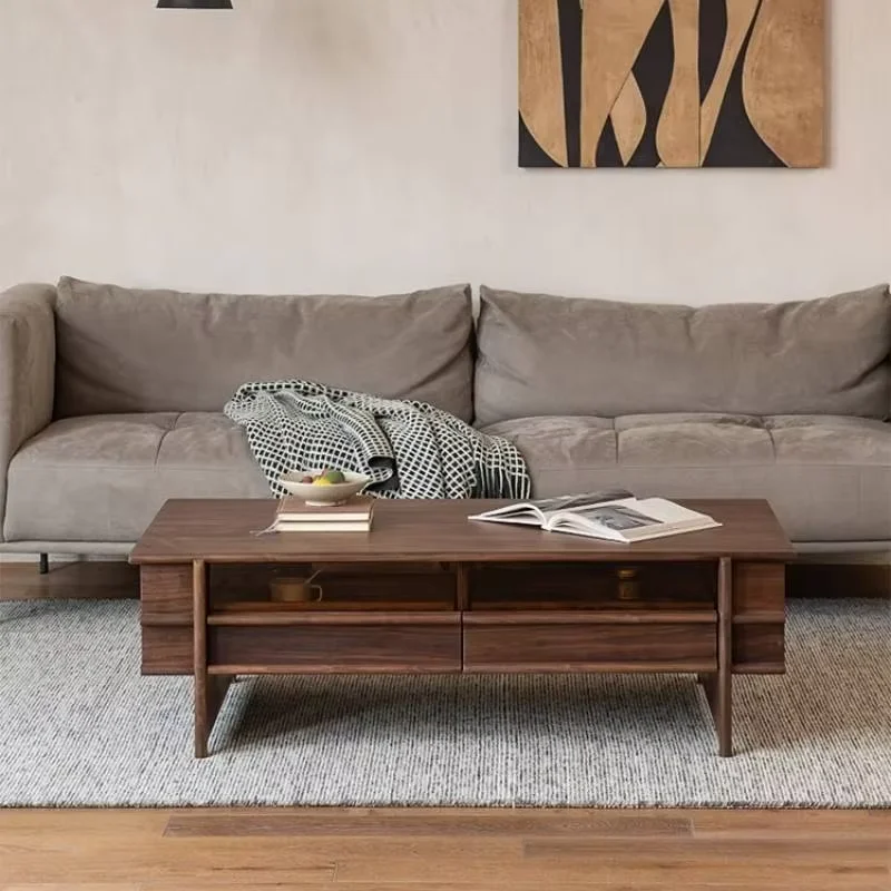 Solid Wood Italian Coffee Table Rustic Unique Storage Nordic Coffee Table Modern Minimalist Salontafel Living Room Furniture