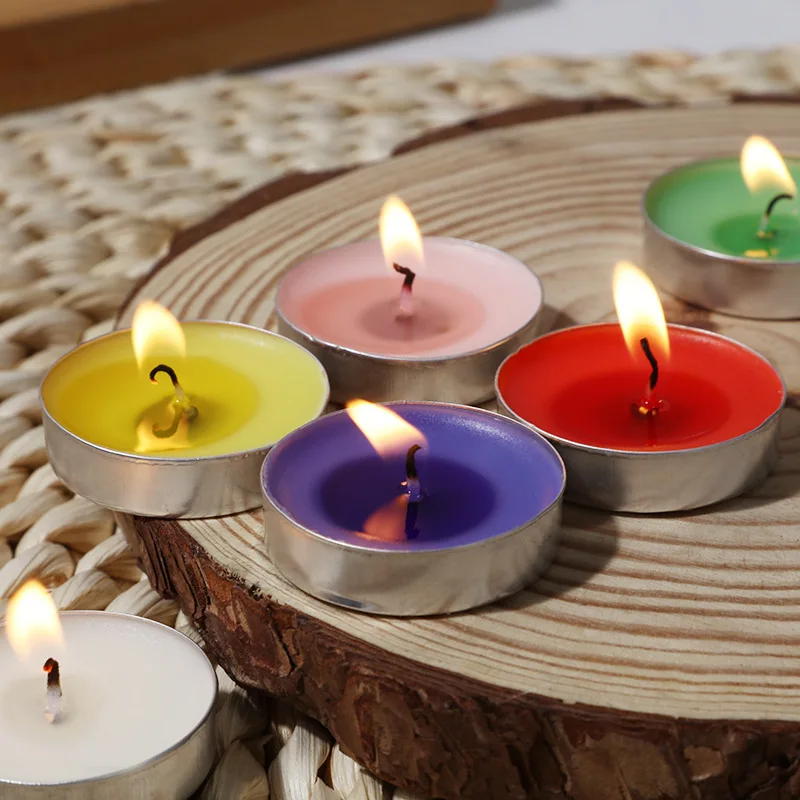 Y 10pcs Round Aluminum Shell Tealight Candles Marriage Proposal Romantic Confession Scented Candle Buddha Light Small Jar Candle