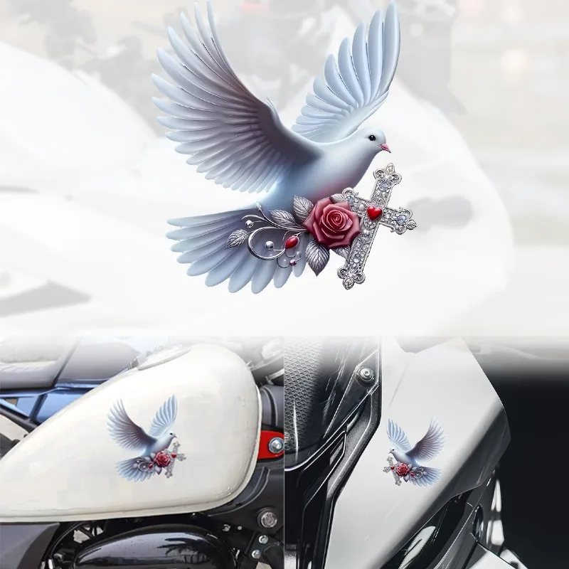 

1 шт. белый голубь крест мотоциклетные наклейки водостойкие для DIY скутер мотоцикл топливный бак передний обтекатель виниловые наклейки украшения