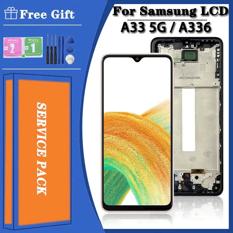 Super AMOLED For Samsung  A33 5G LCD Display With Frame Touch Screen Digitizer For samsung A336 LCD A336B A336U A336E