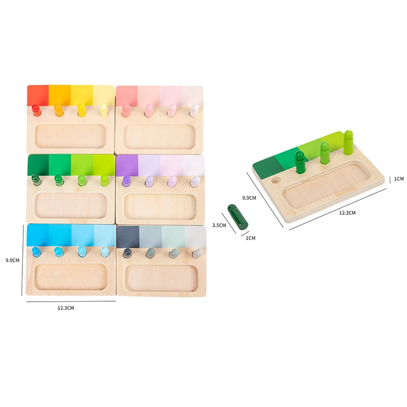 ไม้ของเล่น Montessori ระบบการรับรู้สีกระดานแทรกทำจากไม้24สีของเล่นจับคู่ความรู้ความเข้าใจเพื่อการศึกษาสำหรับเด็ก