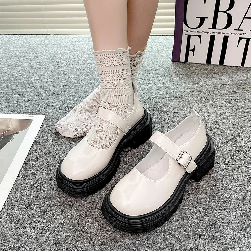 Mary Jane Shoes Y2K Brown Sweet Japanese JK School Style Thick Sole Leather Shoes Retro British Girl Platform Loafers Gift New 4