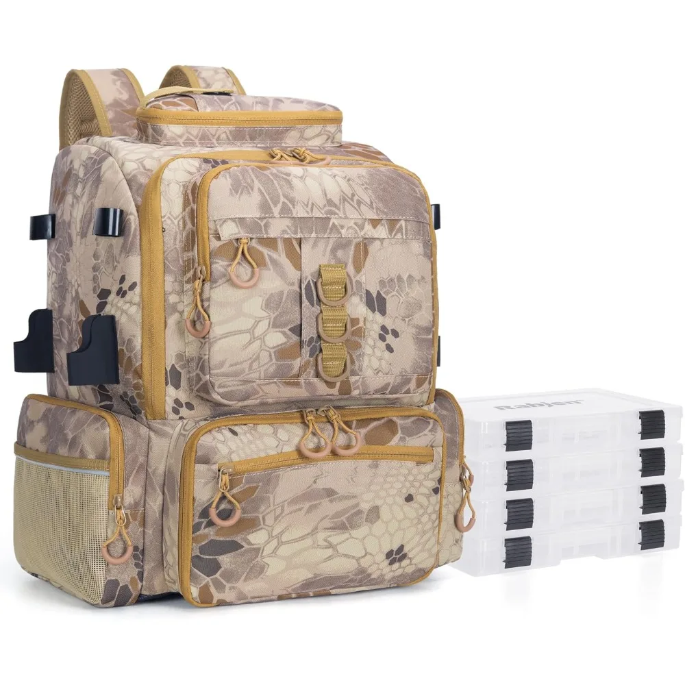 

CQFishing Tackle Backpack, 45L Storage Waterproof Travel Bag Store Fishing Gear with Insulated Top Pocket