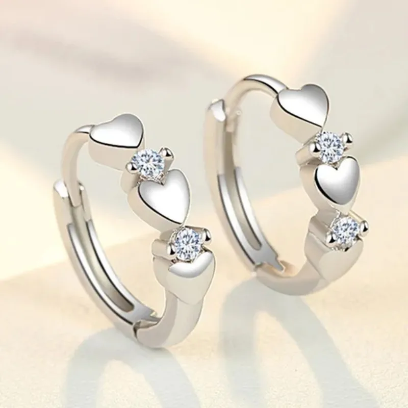 Neue Design Herz Zirkonia Creolen für Frau Romantische Hochzeit Schmuck Zubehör