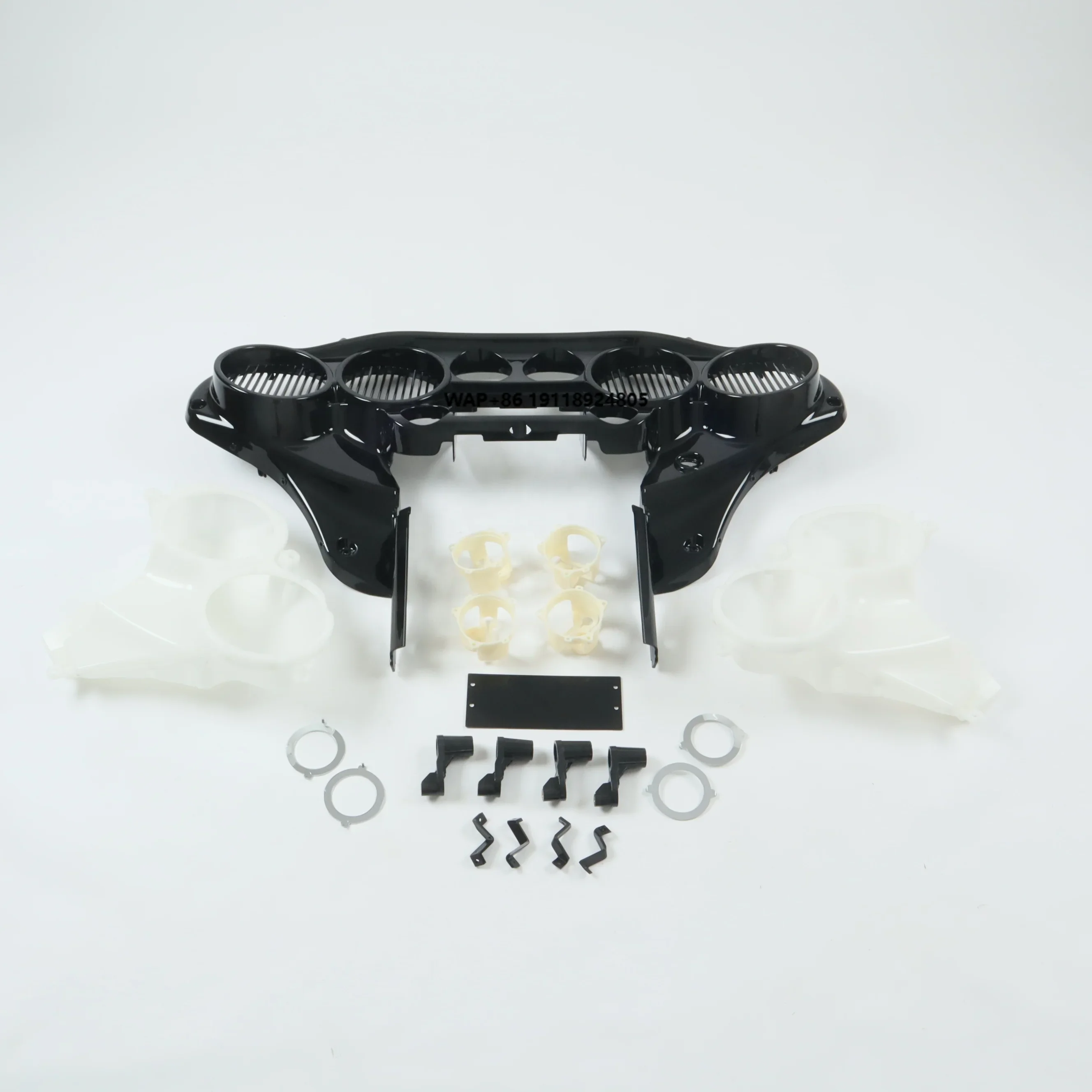 

Shiny Black Double Din Radio Inner Fairing W 6.5'' Speaker Quad 4 for FLH Touring Motorcycle 2014 up CFP-1584-174