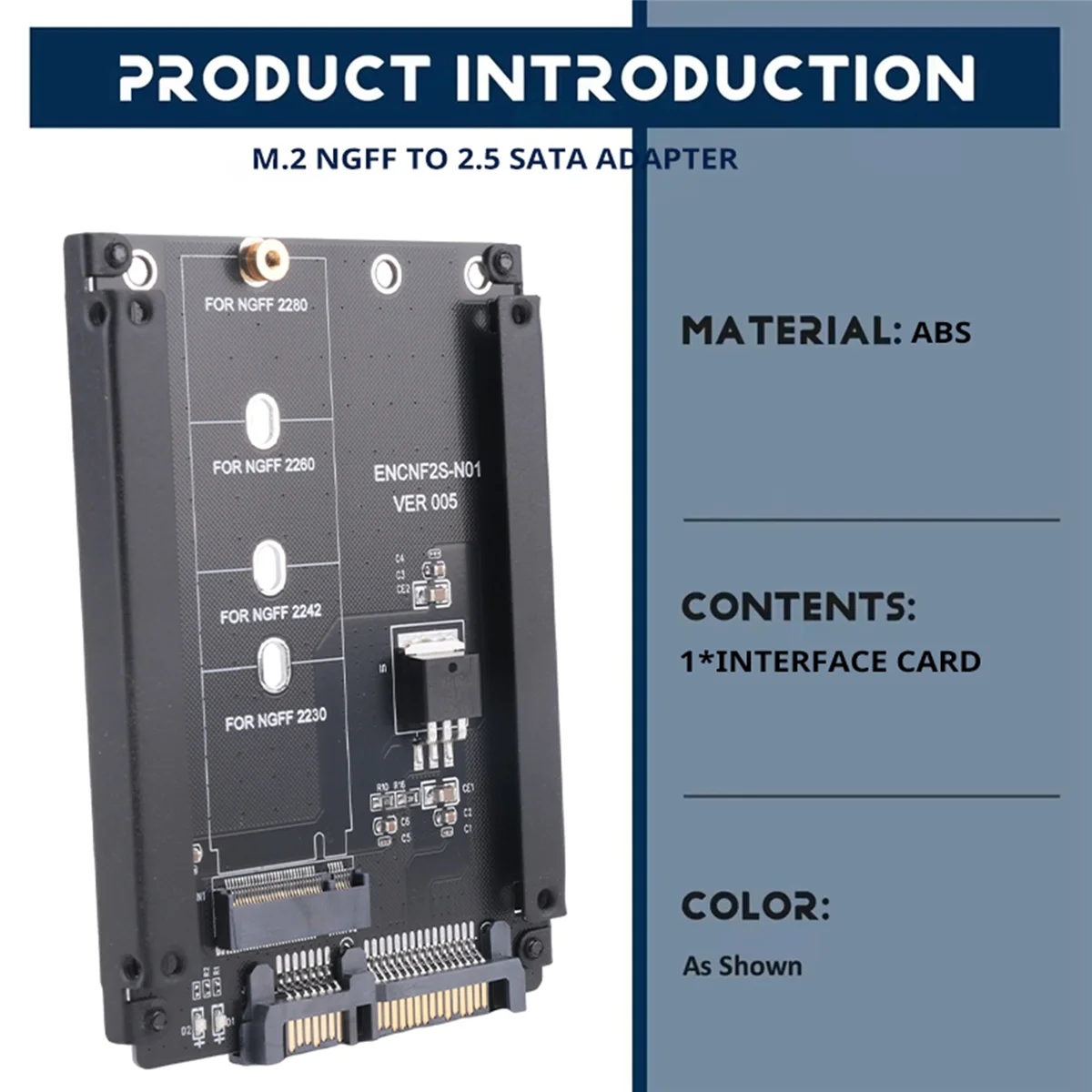 AAM-Black Case CY B+M Sockel 2 M.2 NGFF (SATA) SSD auf 2,5 SATA Adapter für 2230/2242/2260/2280 mm M2 SSD