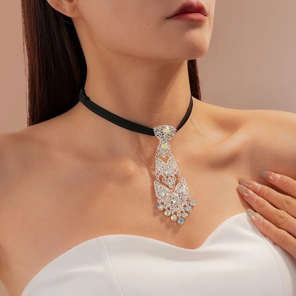 

Регулируемый галстук со стразами, роскошный джентльменский стиль, деловые галстуки, аксессуары для костюма, галстук с кисточками и кристаллами