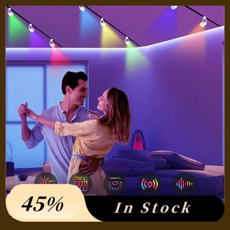 White Single RGBW Track Light 90-265V 3-Wire Track Head Aluminum With Colorful Remote Control For Bar