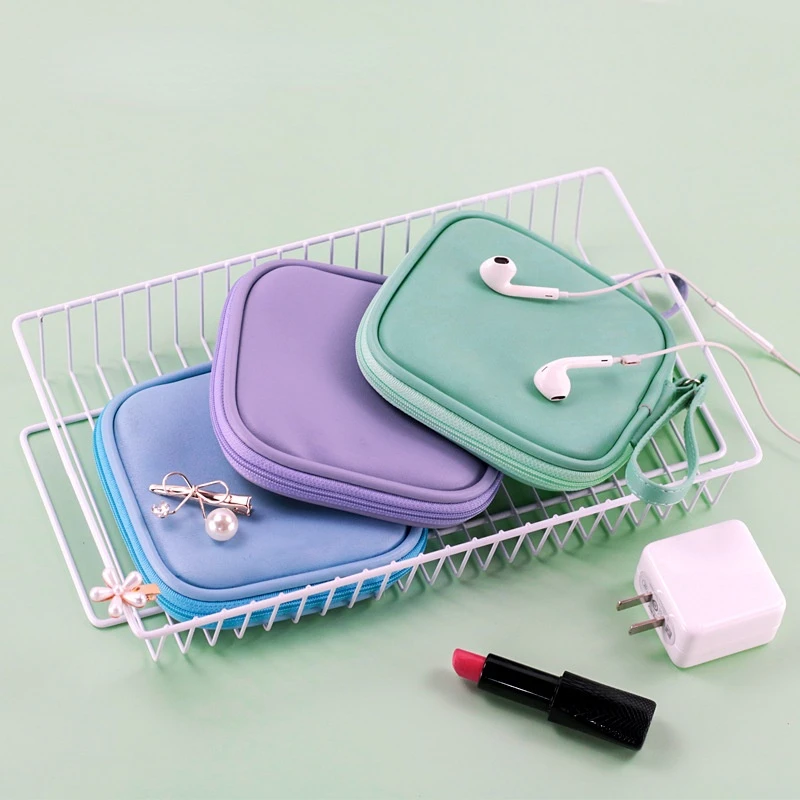 Portable Small Cosmetic Bag Sanitary Napkin Pad Pouch Makeup Lipstick Key Earphone Data Cables Travel Organizer Storage Bag